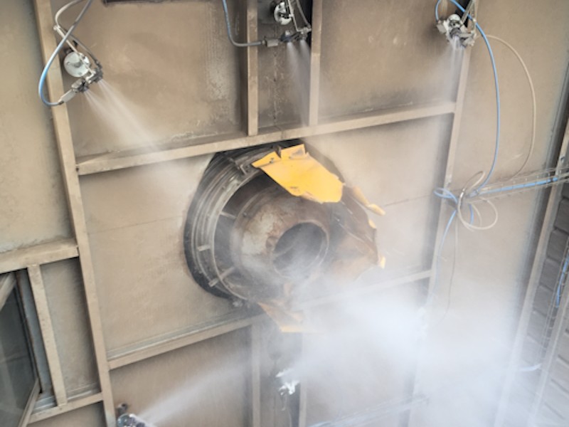 Aggregate recovery centre: dust abatement during unloading of materials in the storage hopper and truck loading and unloading areas